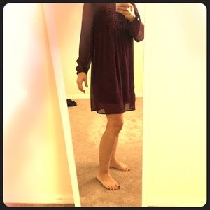 Sheer and lace purple midi dress